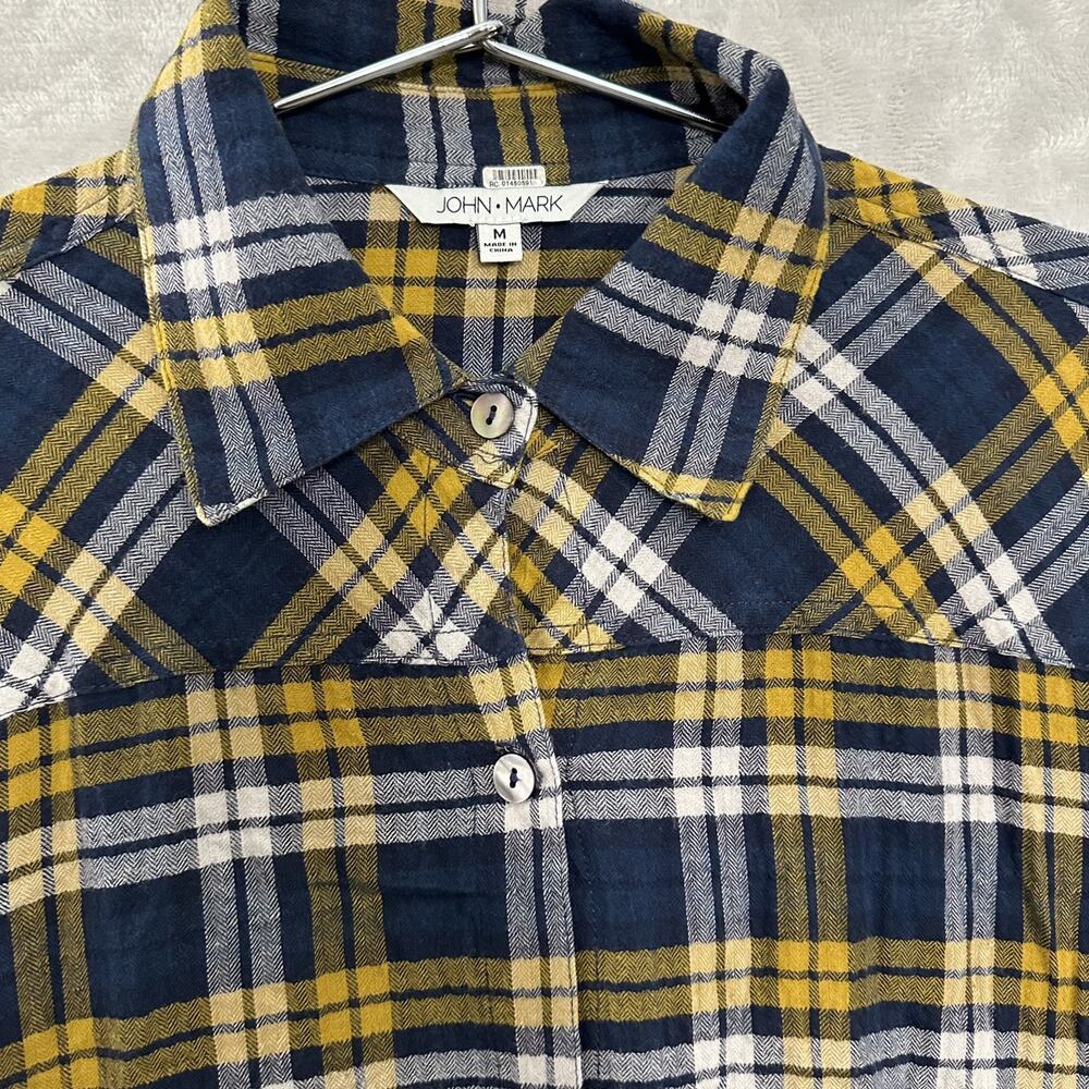 John Mark Long‎ Line Tunic Top Duster Plaid Artsy Handkerchief Hem Womens Medium - Picture 3 of 8